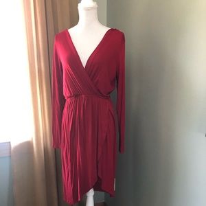 Francescas Alya red faux wrap dresss